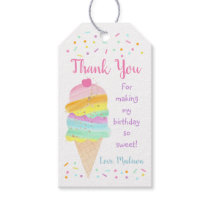 Cute Rainbow Ice Cream Birthday Gift Tags
