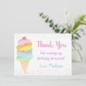 Cute Rainbow Ice Cream Birthday Thank You | Zazzle