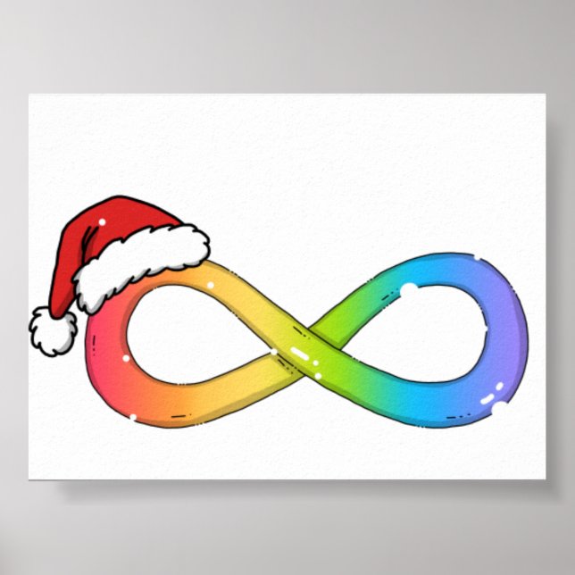 Cute Rainbow Infinity Symbol Merry Christma Poster (Front)
