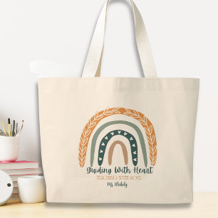 Cute Rainbow Inspirational Teacher Appreciation  Large Tote Bag