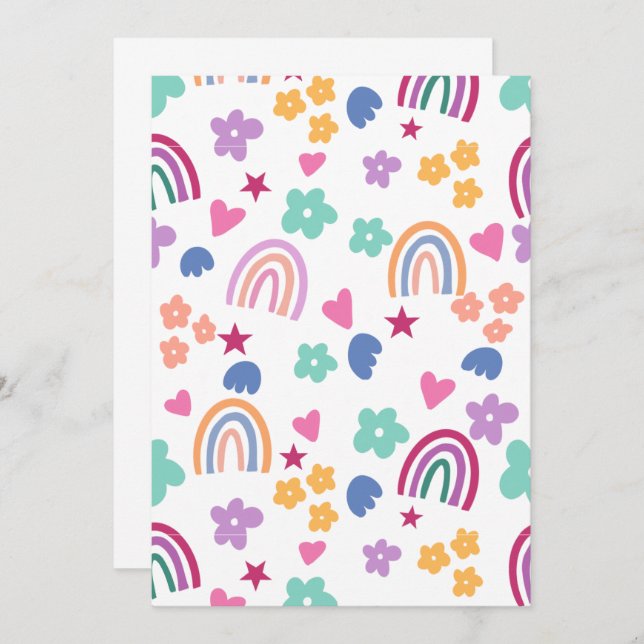 Cute Rainbow Invitation (Front/Back)