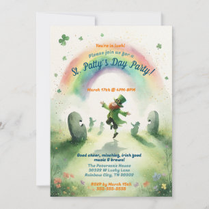 Cute Rainbow Irish Jig St. Patrick's Day Party Invitation