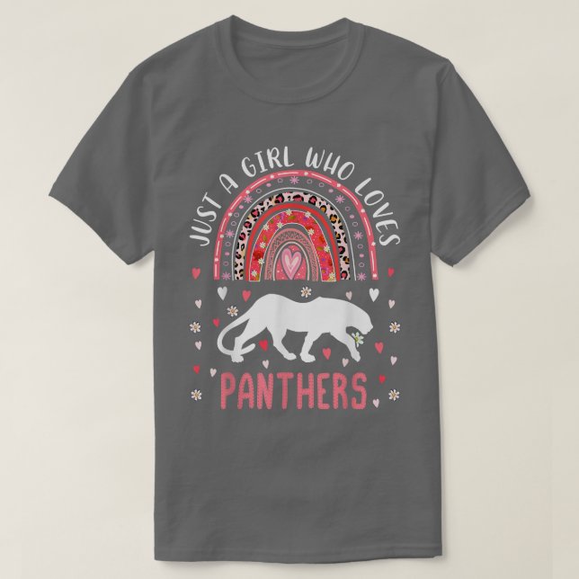 Cute Rainbow Just A Girl Who Loves Panthers Leopar T-Shirt (Design Front)