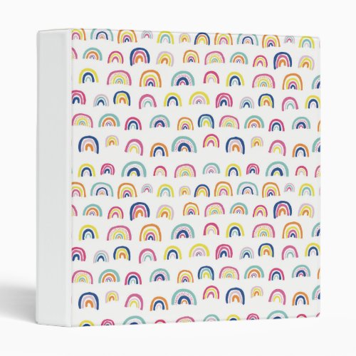 Cute rainbow kids pattern 3 ring binder