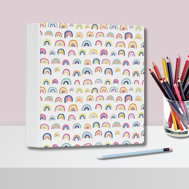 Cute rainbow kids pattern 3 ring binder (Rainbow pattern binder)