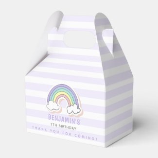 Cute Rainbow - Lavender Striped Kids Birthday Favor Box