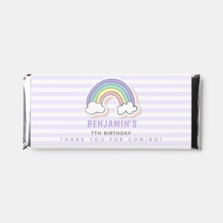 Cute Rainbow - Lavender Striped Kids Birthday Hershey Bar Favors