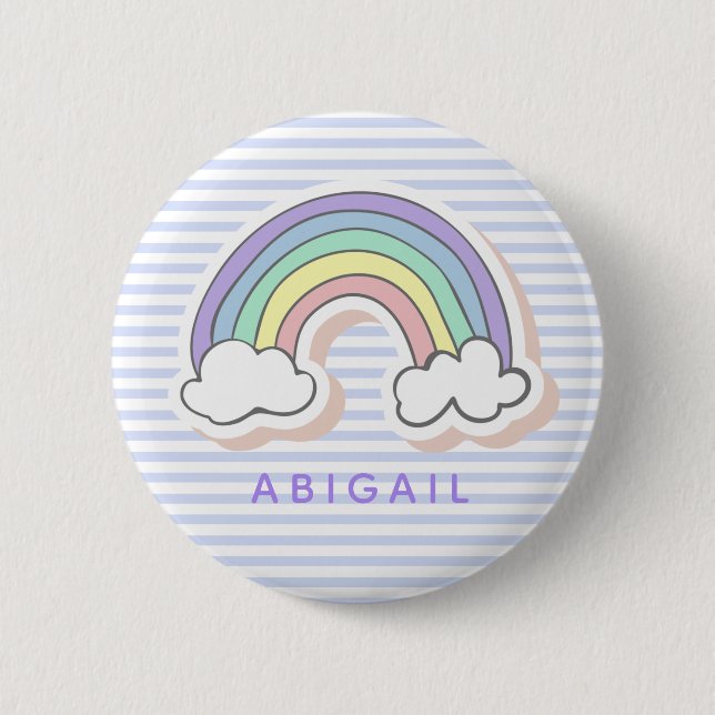 Cute Rainbow - Lavender Striped Kids'  Button (Front)