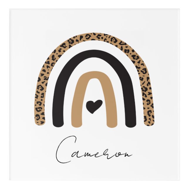 Cute Rainbow Leopard Pattern Acrylic Print (Front)