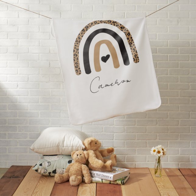 Cute Rainbow Leopard Pattern Baby Blanket (In Situ)