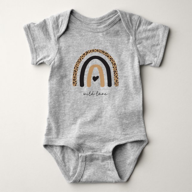 Cute Rainbow Leopard Pattern Baby Bodysuit (Front)