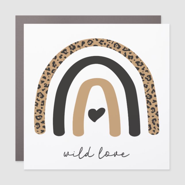 Cute Rainbow Leopard Pattern Car Magnet (Front)