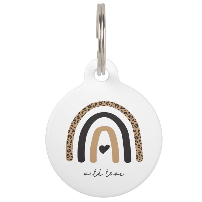 Cute Rainbow Leopard Pattern Pet ID Tag (Front)
