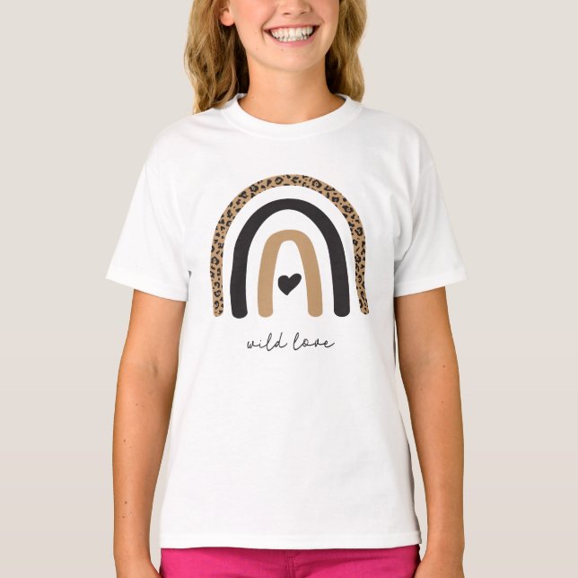Cute Rainbow Leopard Pattern T-Shirt (Front)