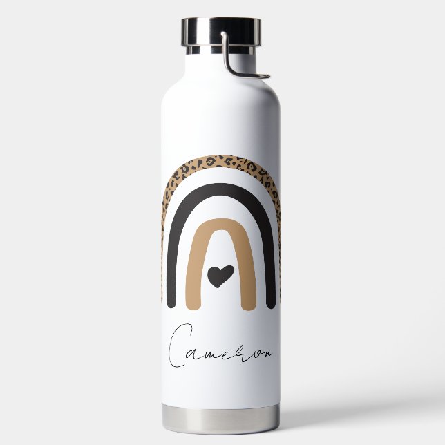 Cute Rainbow Leopard Pattern Water Bottle (Left)