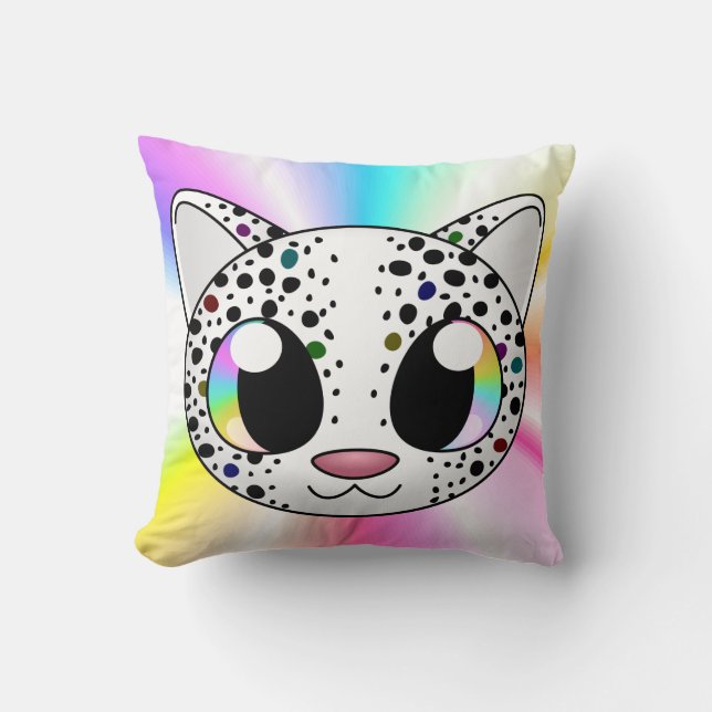 Cute rainbow leopard pillow (Customizable!) (Front)
