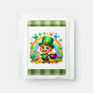 Cute Rainbow Leprechaun with Gold Tea Bag Drink Mix
