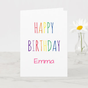 Cute Rainbow Lettering Birthday Card