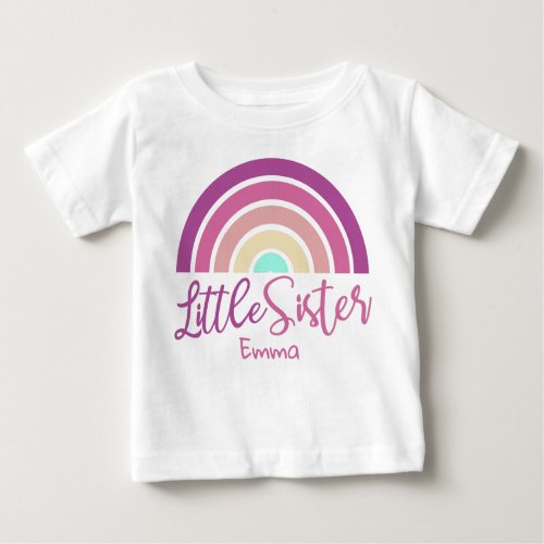 Cute rainbow little sister customizable name baby T_Shirt