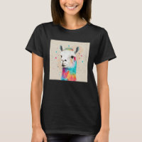 Cute Rainbow Llama Paint Splatter Illustration Col