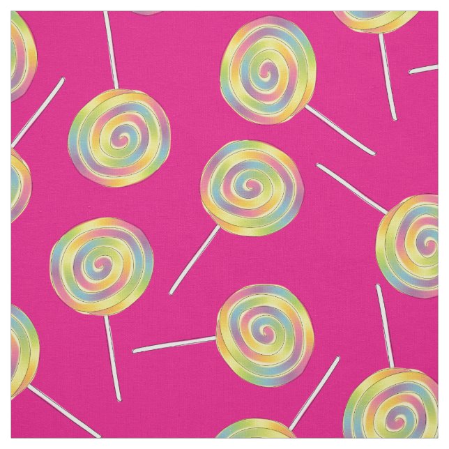 Cute Rainbow Lollipops Kids Candy Fabric (Swatch)
