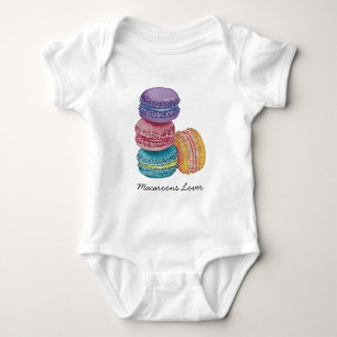 Cute Rainbow Macaroons In Watercolor Baby Bodysuit