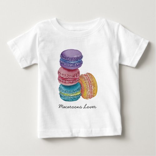 Cute Rainbow Macaroons In Watercolor   Baby T_Shirt