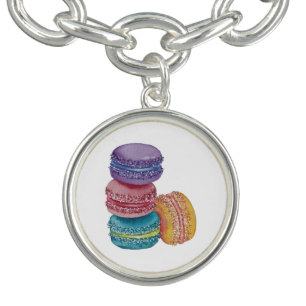 Cute Rainbow Macaroons In Watercolor Bracelet