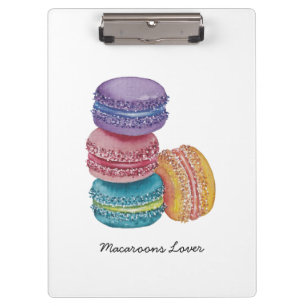 Cute Rainbow Macaroons In Watercolor Clipboard