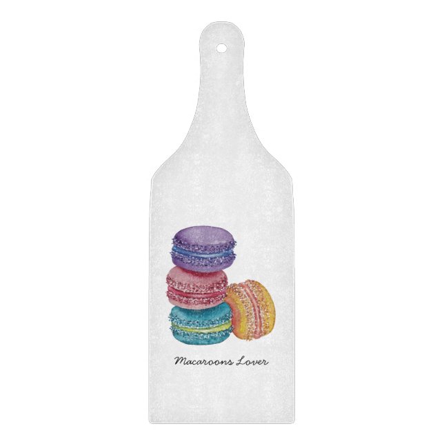 Cute Rainbow Macaroons In Watercolor  Cutting Board (Front)