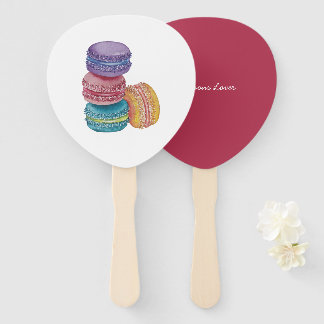Cute Rainbow Macaroons In Watercolor   Hand Fan