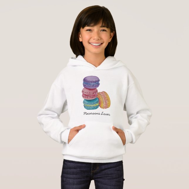 Cute Rainbow Macaroons In Watercolor   Hoodie (Front Full)