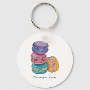 Cute Rainbow Macaroons In Watercolor  Keychain