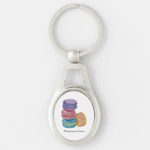 Cute Rainbow Macaroons In Watercolor  Keychain