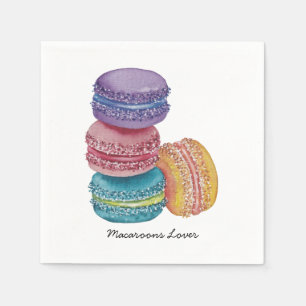 Cute Rainbow Macaroons In Watercolor Napkins