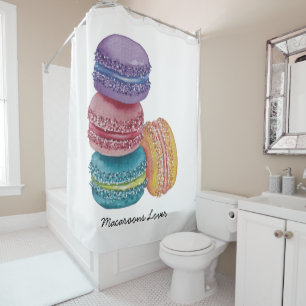 Cute Rainbow Macaroons In Watercolor  Shower Curtain