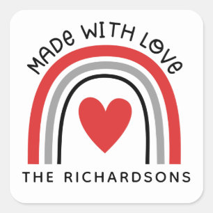 Cute Rainbow Made With Love Baking Label