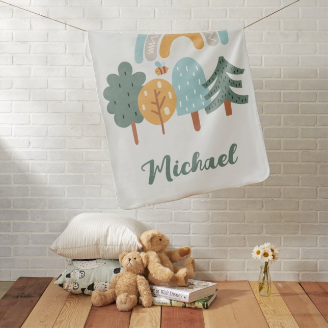 Cute Rainbow Magic Forest Baby Blanket (In Situ)