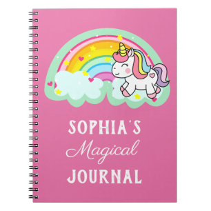 Cute Rainbow Magical Unicorn Pink Notebook
