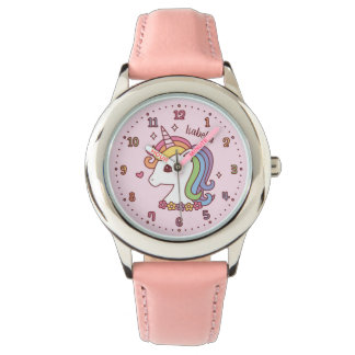 Cute Rainbow Mane Unicorn Girls Personalized Watch