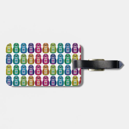 Cute Rainbow Matryoshka Owls Luggage Tag