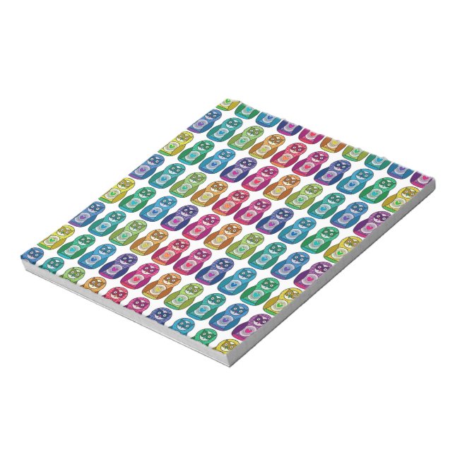 Cute Rainbow Matryoshka Owls Notepad (Rotated)