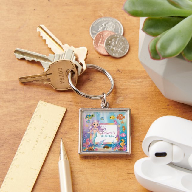 Cute Rainbow mermaid fish turtle star Birthday Keychain (Desk)