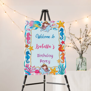 cute rainbow mermaid narwhal fish unicorn birthday foam board