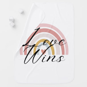 Cute Rainbow Minimalist Love Wins Baby Blanket