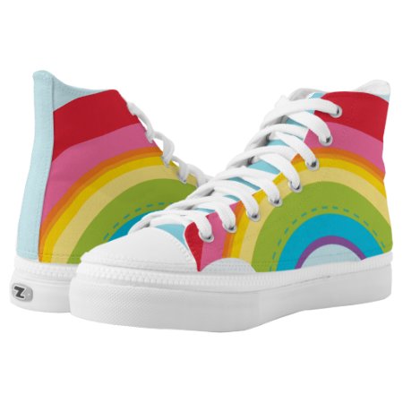 Cute Rainbow Modern Colorful Fun Bright Bold High-top Sneakers