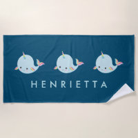 Cute Rainbow Narwhal Personalized Name Kids