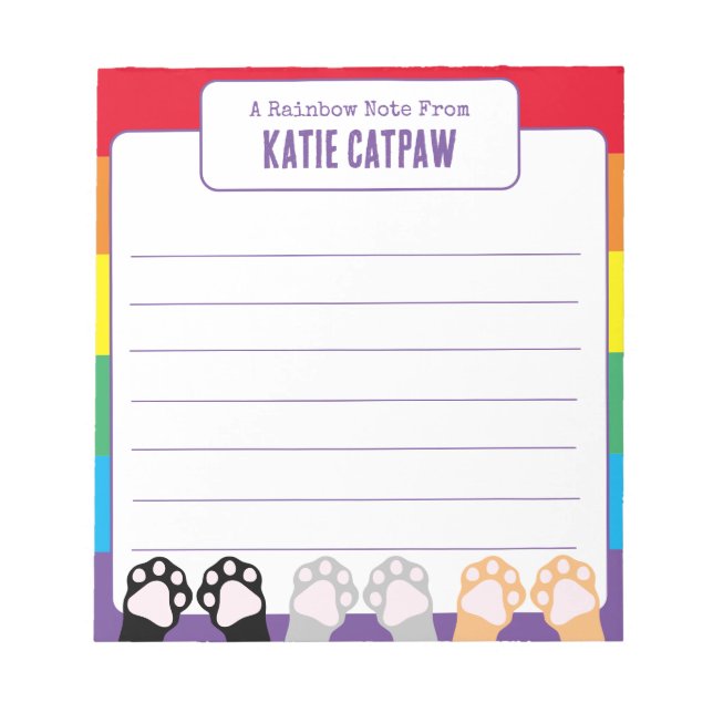Cute Rainbow Note From Cat Paws Up Kids (Front)