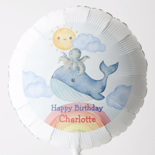 Cute rainbow octopus Whale fish Birthday party Balloon