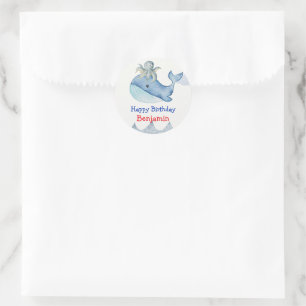 Cute rainbow octopus Whale fish Birthday party Classic Round Sticker